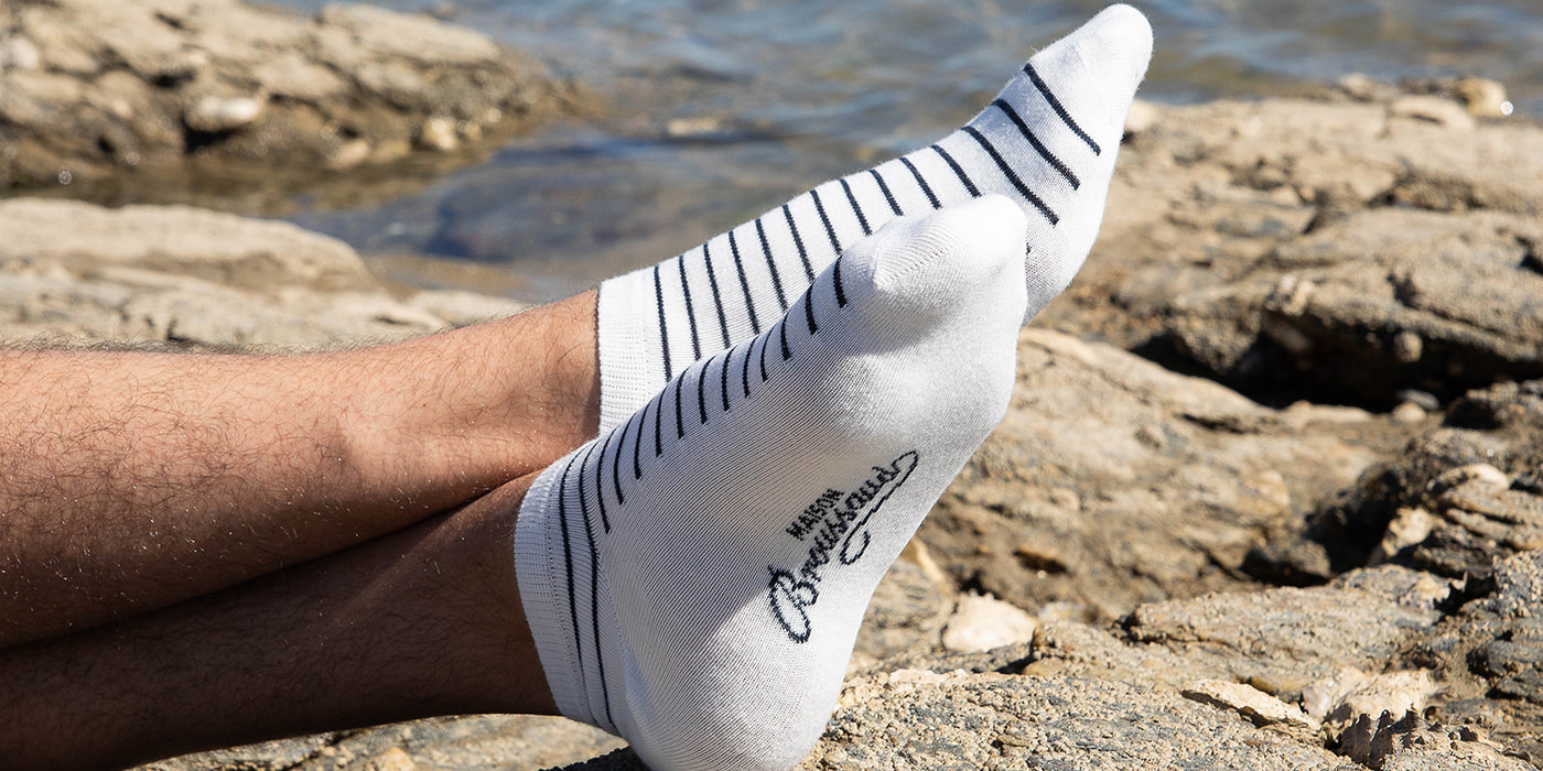 Classic and timeless, the sailor motif can be worn right down to the toes.