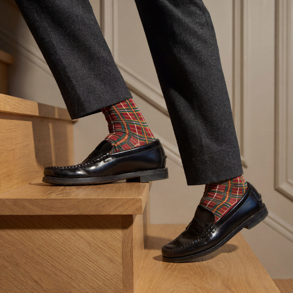 Tartan – Men’s Socks – Burgundy Cotton