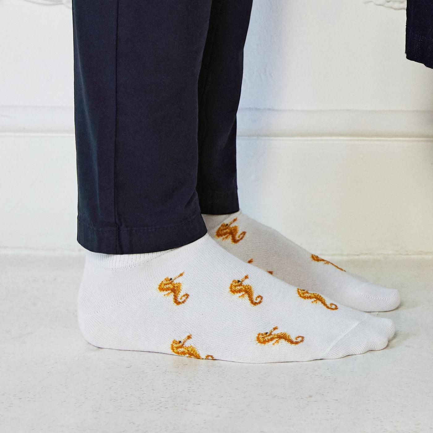The invisible seahorses - men's socks - ecru cotton