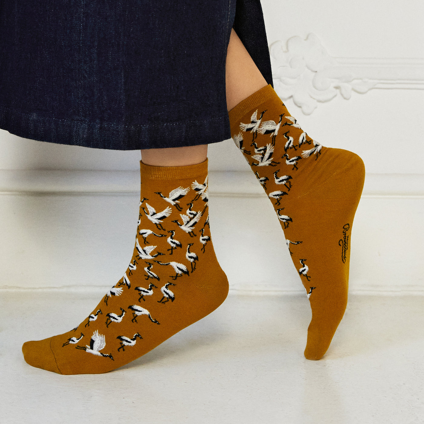 Les oies sauvages - chaussettes femme - coton olive