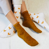 La volute - chaussettes femme - coton moutarde