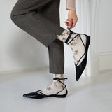 Les fleurs - chaussettes femme - coton écru