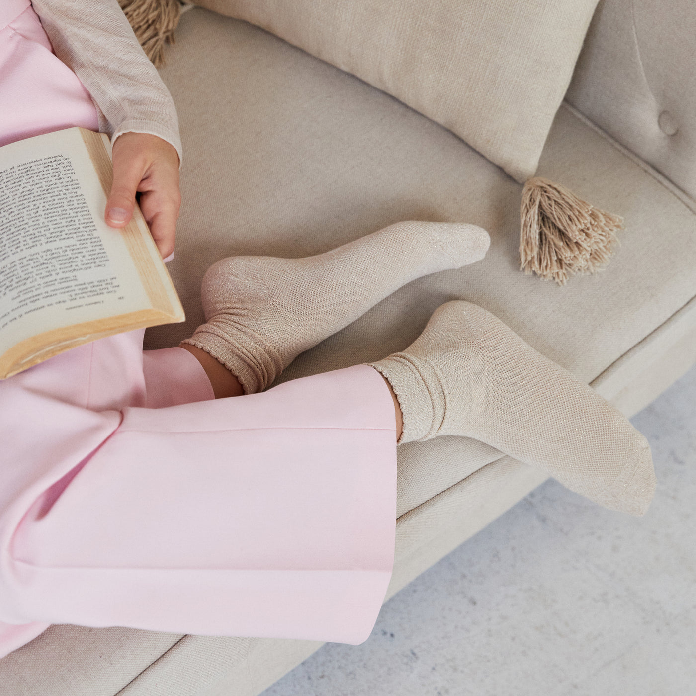 La festonnée - chaussettes femme - coton beige