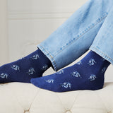 Seahorses - men's socks - blue cotton
