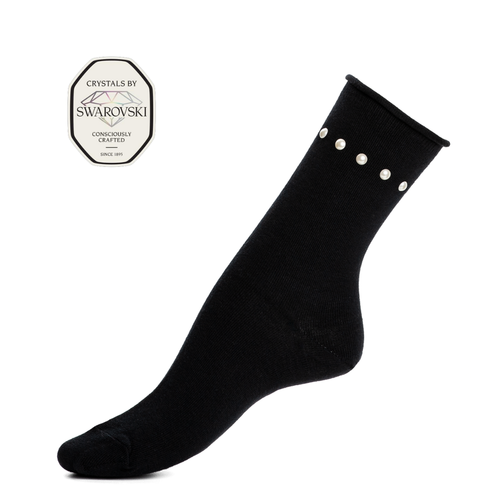 Les perles - chaussettes femme - coton noir