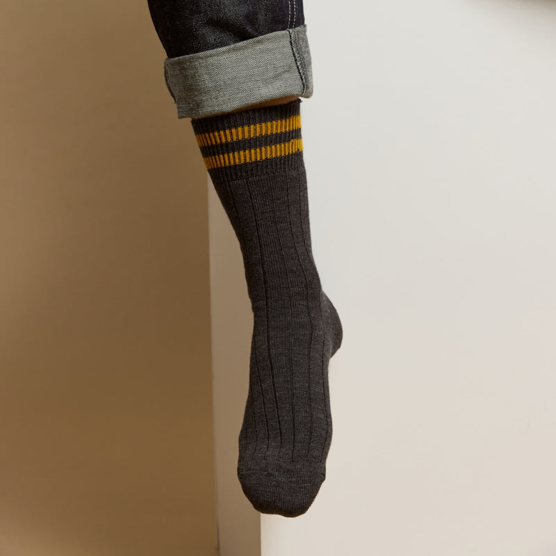 Armor-lux x Maison Broussaud les côtelées - men's socks - anthracite wool