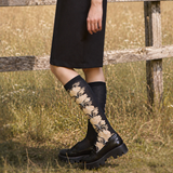 The Flowers – Women’s Socks – Black Cotton
