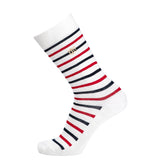 Elysée x Maison Broussaud blue, white, and red sailor socks - men's socks - white cotton