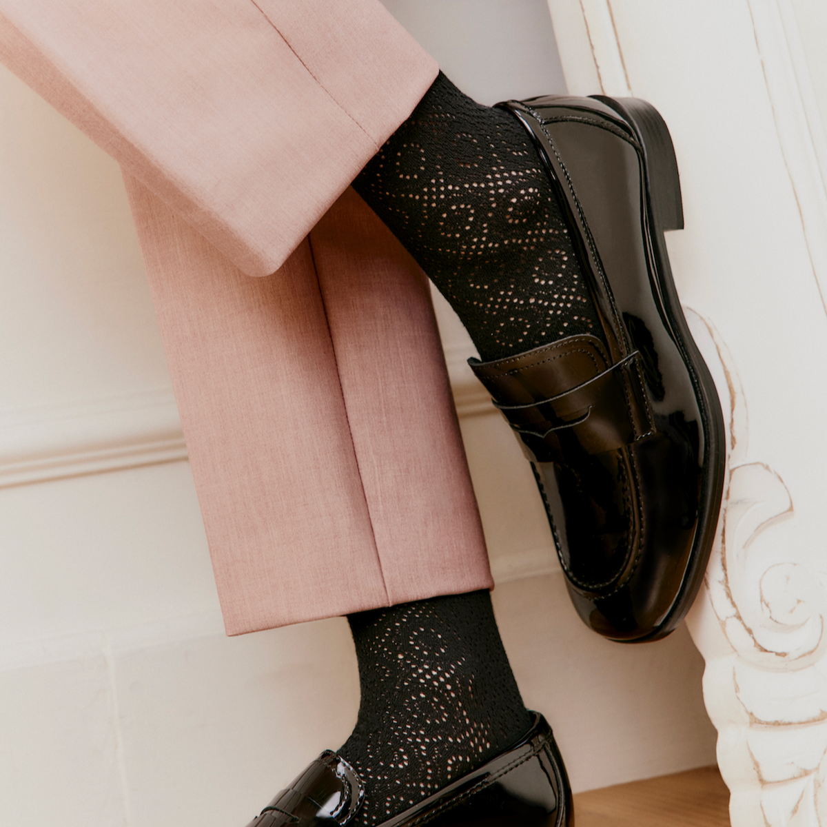 La dentelle - chaussettes femme - coton noir