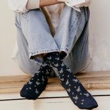 Les paons - chaussettes femme - coton marine