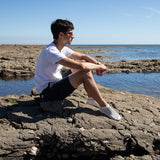 Les Rayées - chaussettes homme - coton blanc et marine