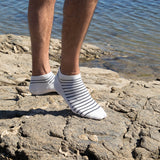Les Rayées - chaussettes homme - coton blanc et marine
