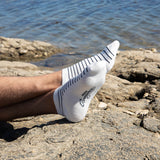 Les Rayées - chaussettes homme - coton blanc et marine