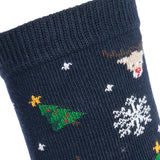 Les Noël - chaussette enfant - coton marine