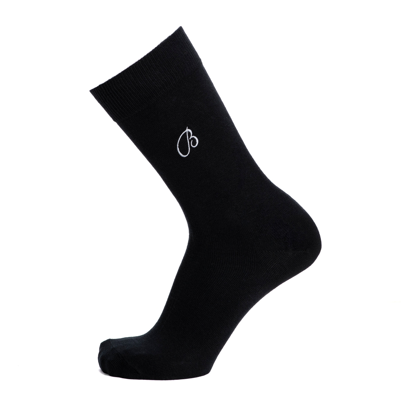 Unies broderie B - chaussettes homme - coton noir