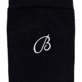 "B embroidery" - men's socks - black cotton