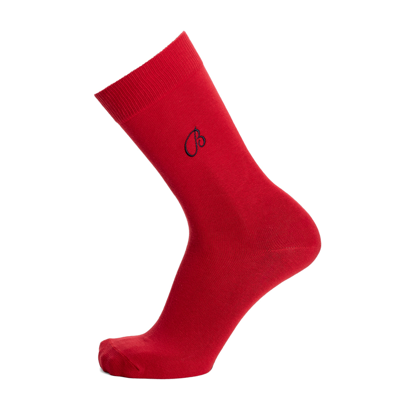 Unies broderie B - chaussettes homme - coton rouge