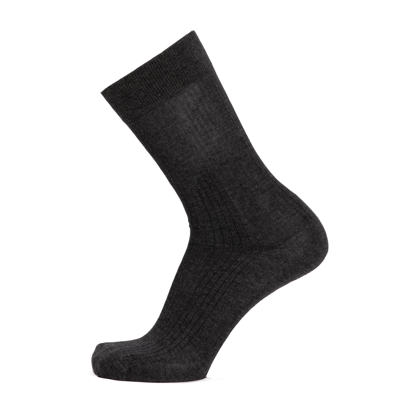 Fine ribbed - men's socks - anthracite cotton