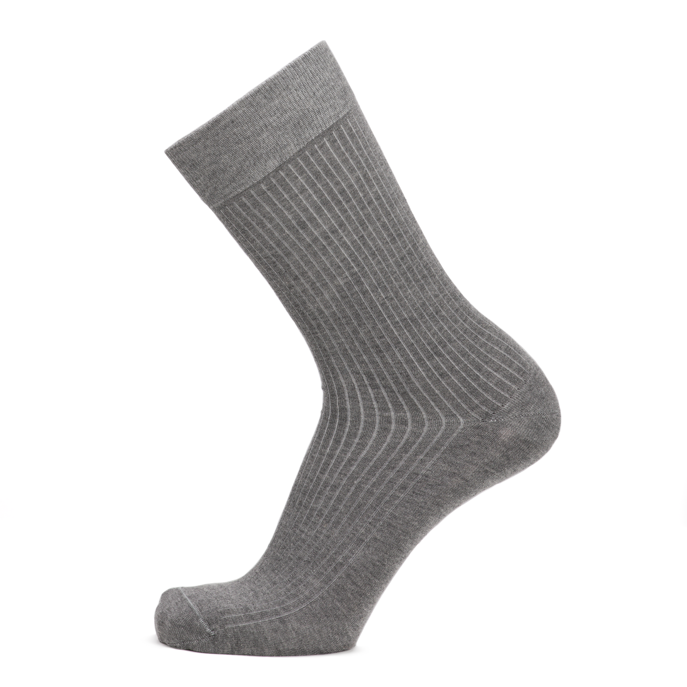 Fine ribbed - men's socks - light gray cotton