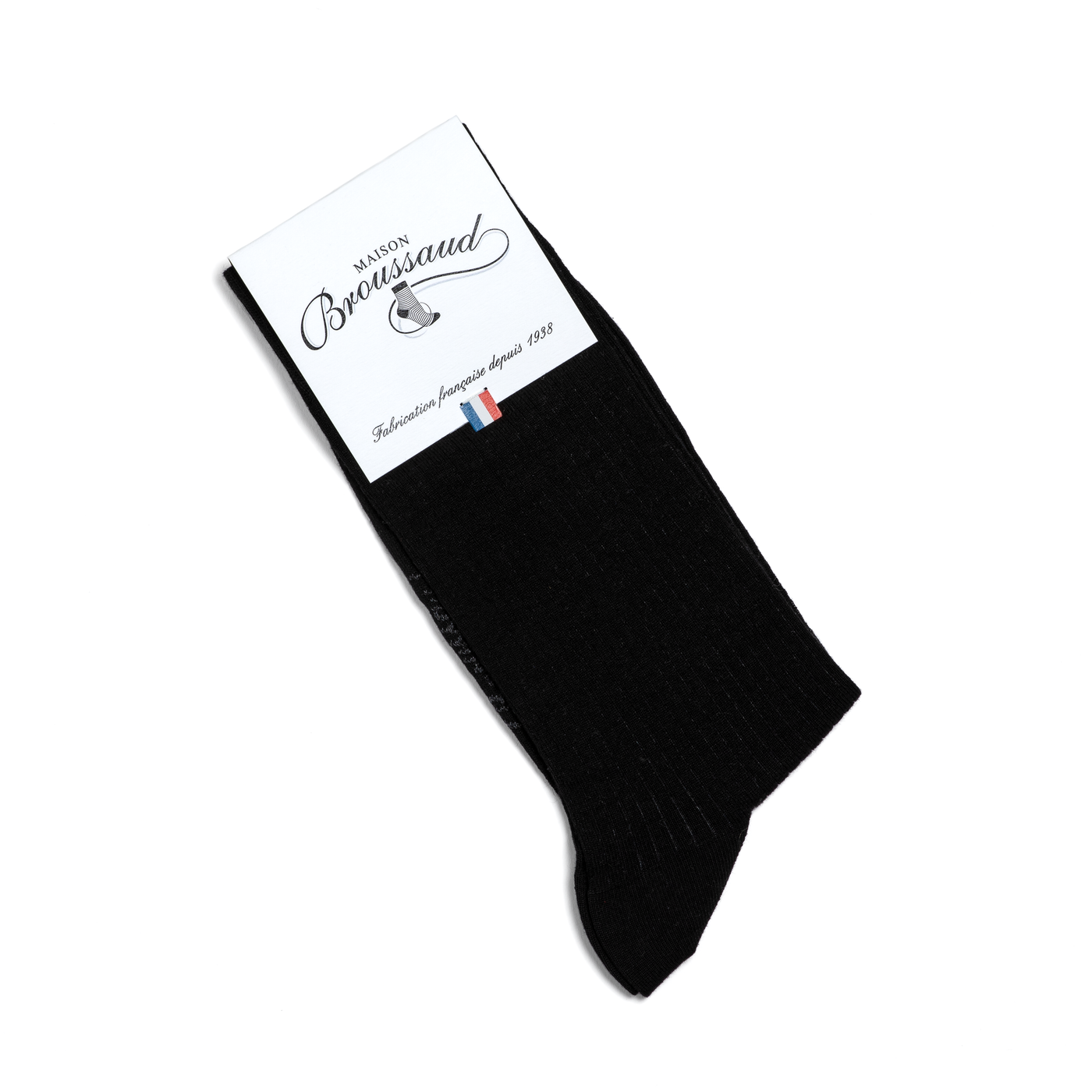 Fine ribbed - men's socks - black cotton