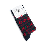 Jacquard Noël - chaussette enfant - coton marine