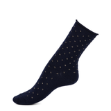 Les Pois bord rouloté - chaussettes femme - laine marine