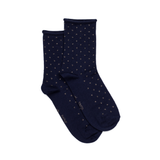 Les Pois bord rouloté - chaussettes femme - laine marine