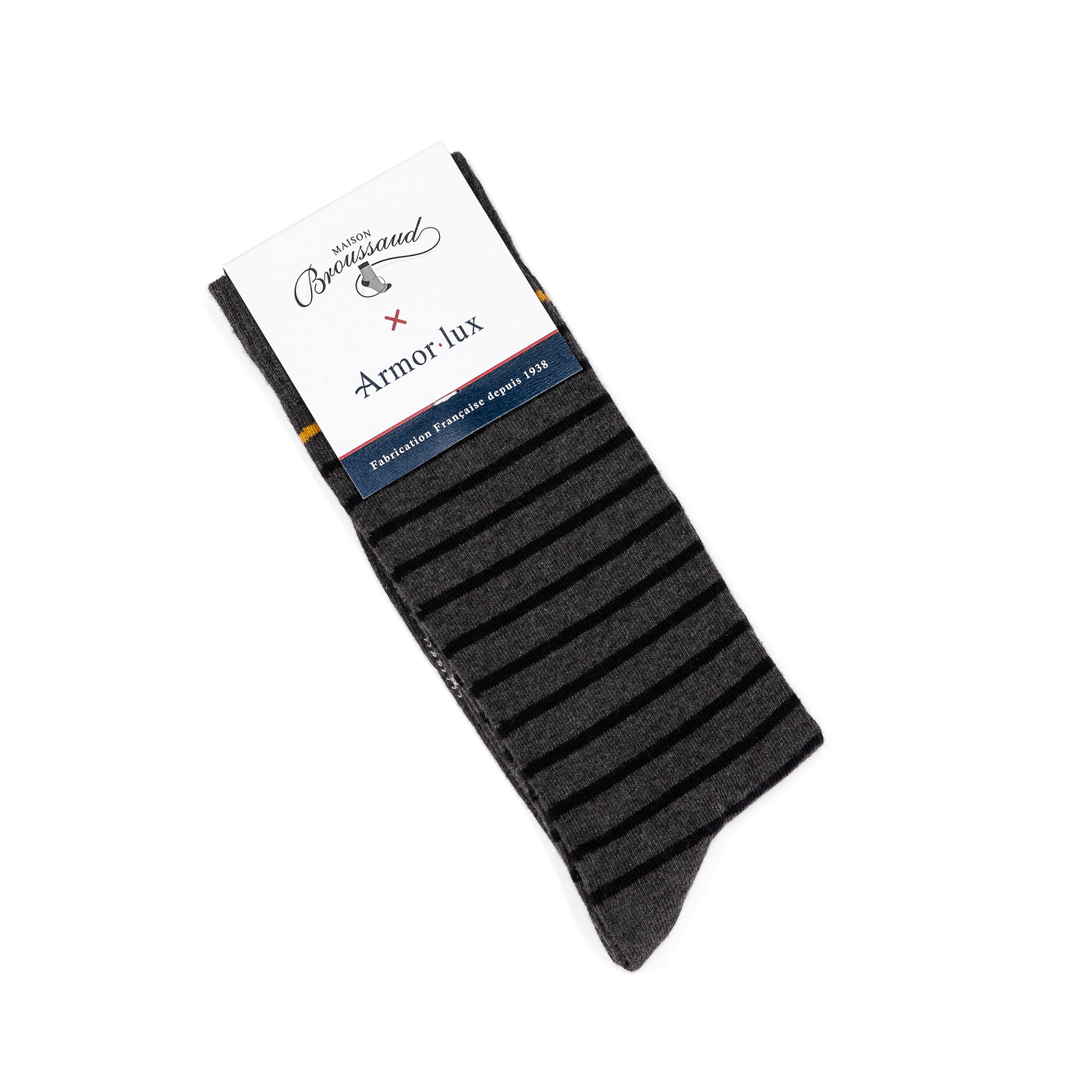 Armor-lux x Maison Broussaud Les marinières - men's socks - anthracite yellow cotton
