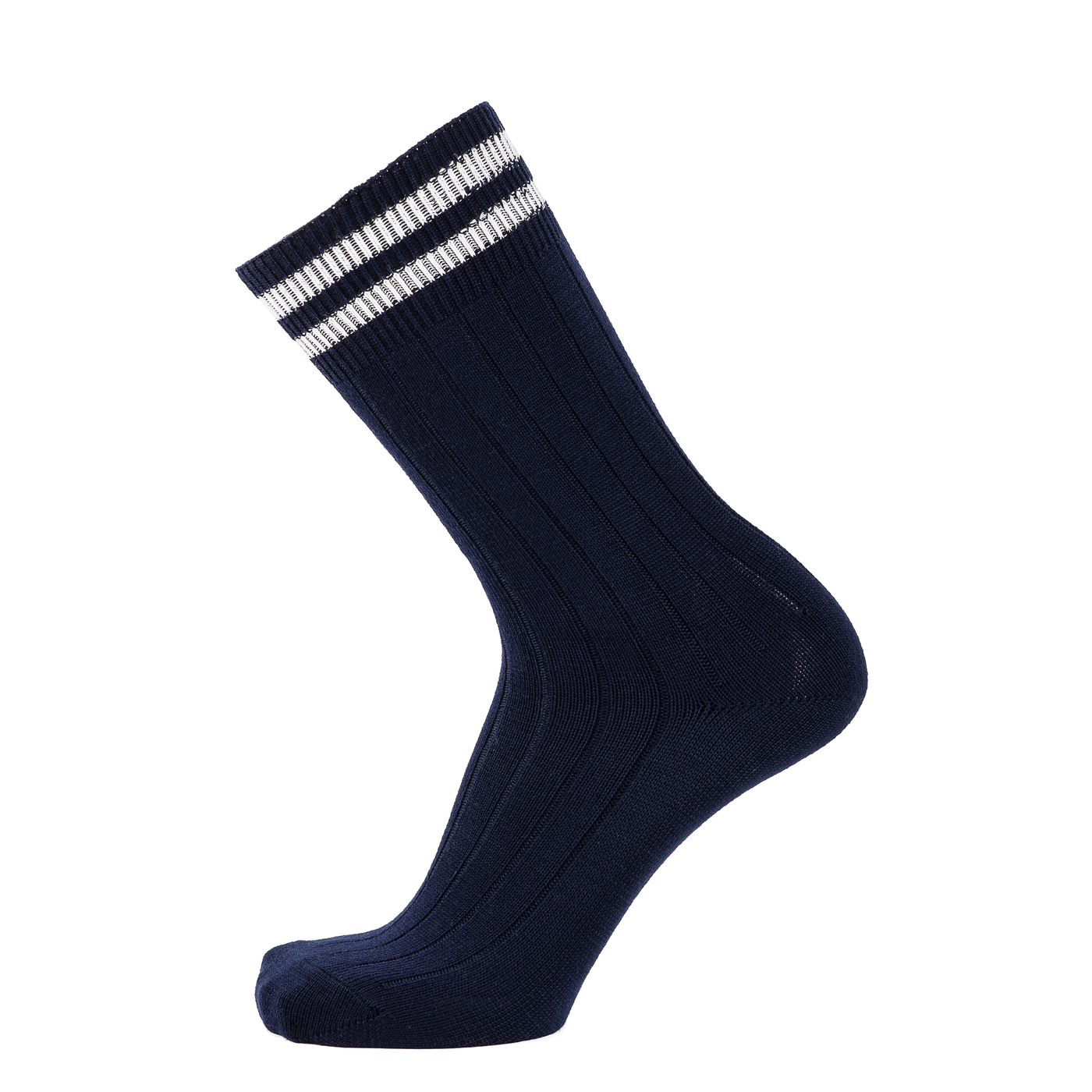 Armor-lux x Maison Broussaud Les côtelées - men's socks - navy and white wool