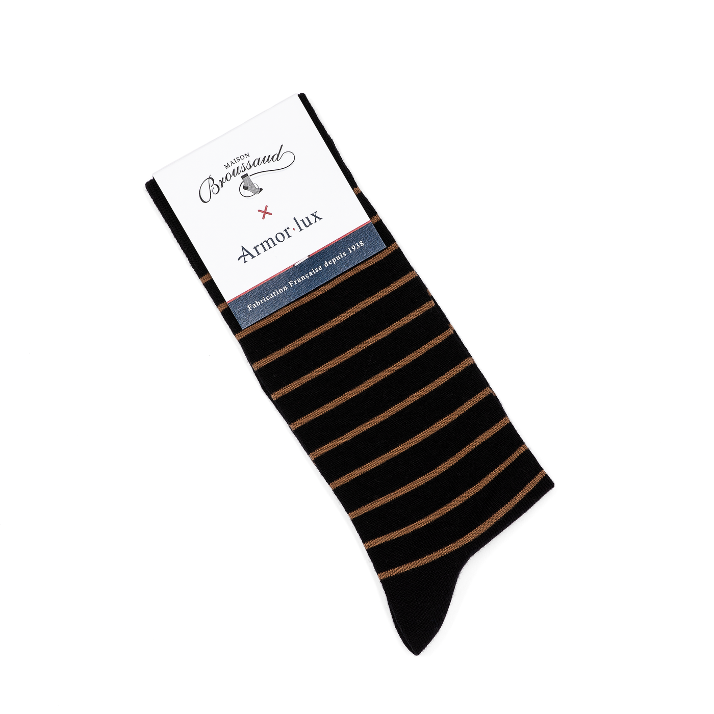 Armor-lux x Maison Broussaud Les marinières - men's socks - mocha black wool