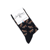 Les léopards - chaussettes femme - coton noir