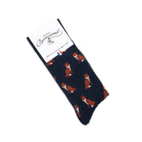Les renards - chaussettes homme - coton marine