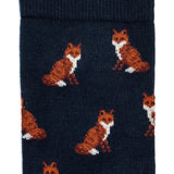 Les renards - chaussettes homme - coton marine