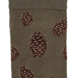 Pine cones - men's socks - khaki cotton