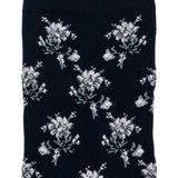 Les fleurs - chaussettes femme - coton marine