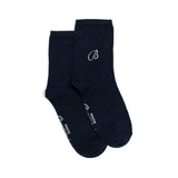 Les unies broderie B - chaussettes femme - coton marine