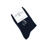 Les unies broderie B - chaussettes femme - coton marine
