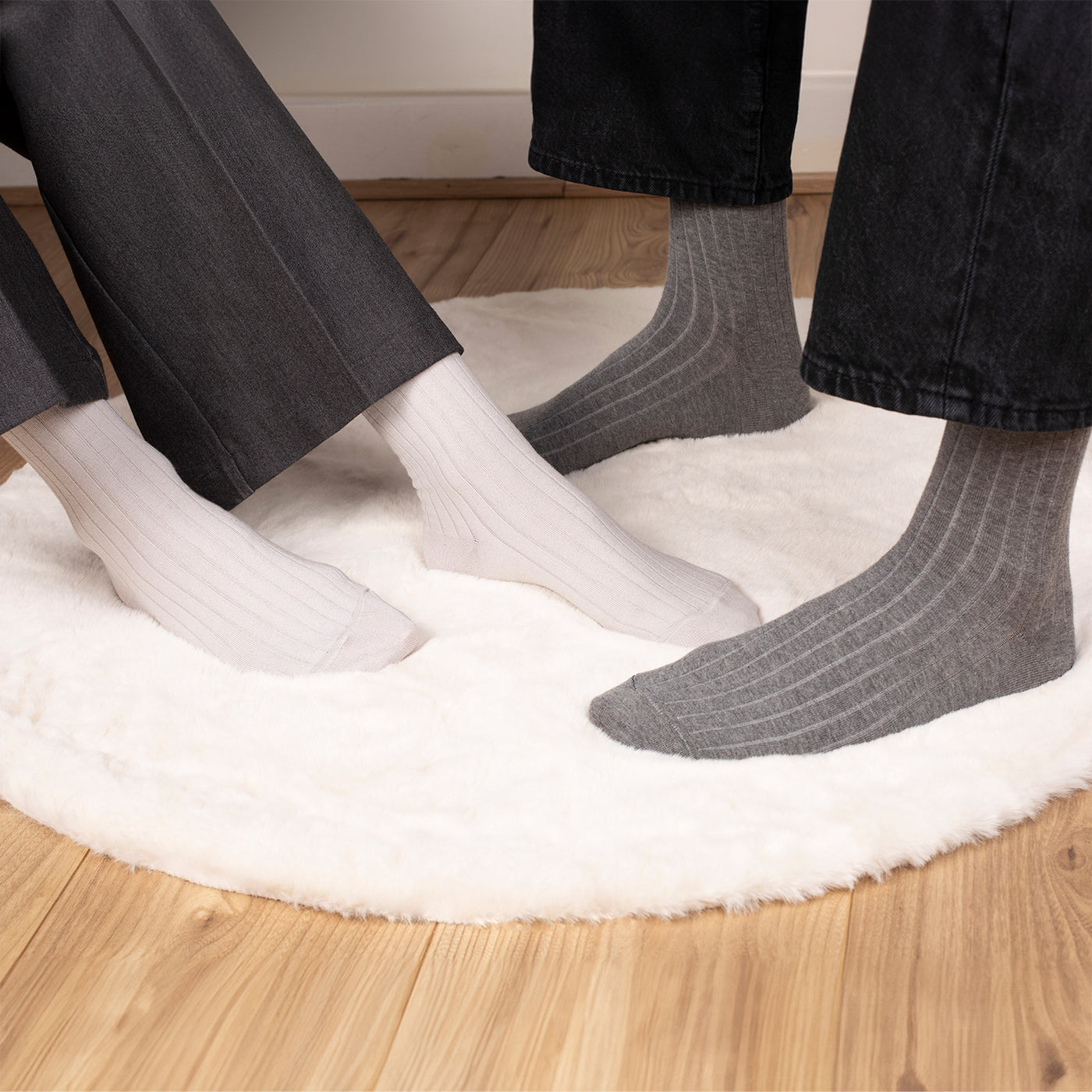 Les Côtes - chaussette femme - coton gris perle