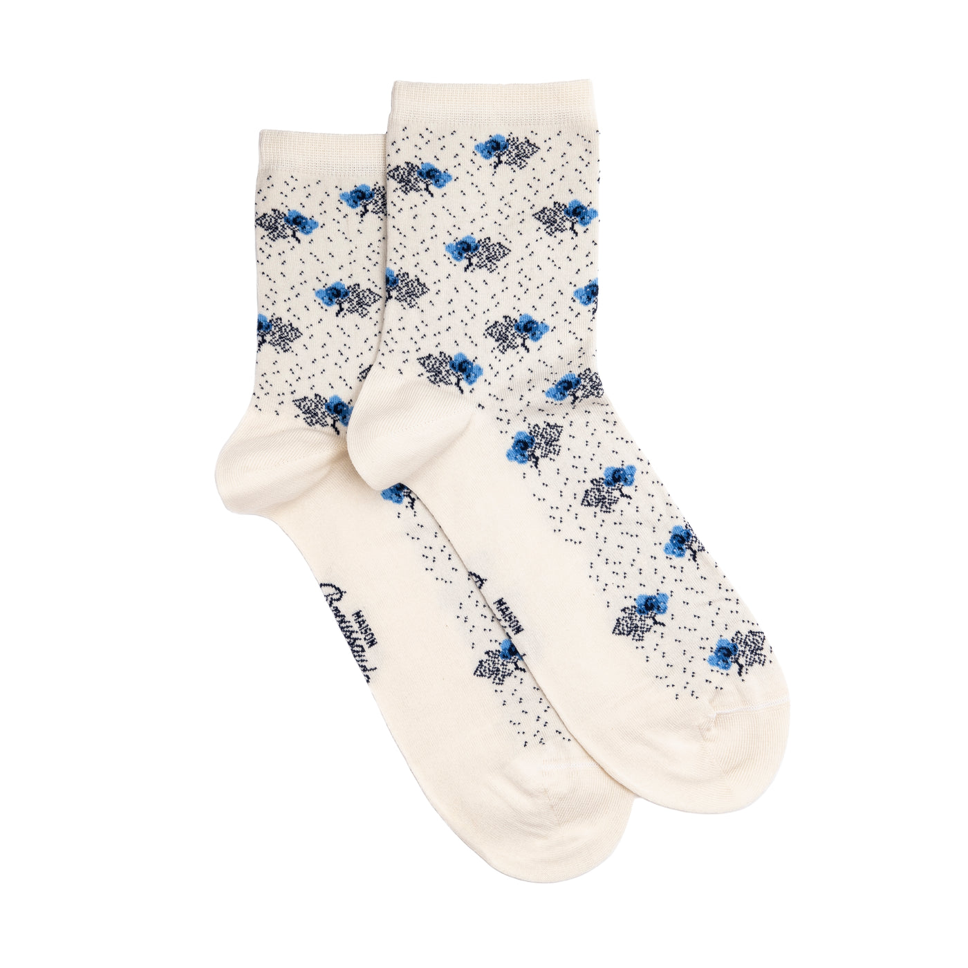 Blueberries - women's socks - ecru cotton