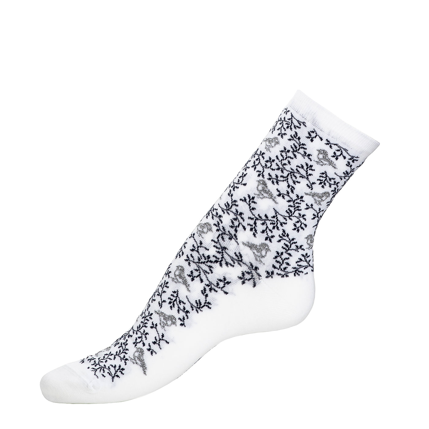 Les oiseaux - chaussettes femme - coton blanc