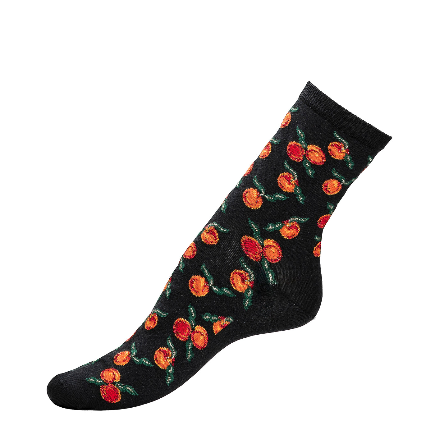 Nectarines - women's socks - black cotton