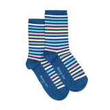 Les rayures-multico Armor-lux x Maison Broussaud - chaussettes femme - coton bleu