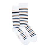 Armor-lux x Maison Broussaud multi-striped men's socks - white and blue cotton