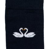 Les cygnes saint Valentin - chaussettes homme - coton marine