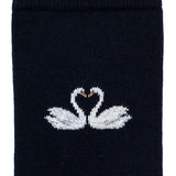 Valentine’s Swans – Women’s Socks – Navy Cotton