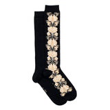 The Flowers – Women’s Socks – Black Cotton