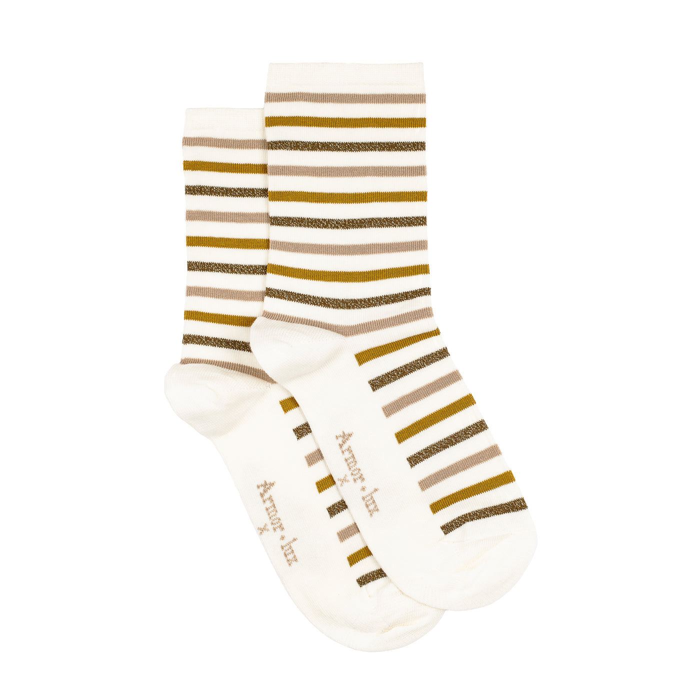 Les Rayures-multico - chaussettes femme - coton ecru
