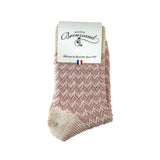Les Chevrons - chaussettes femme - coton rose