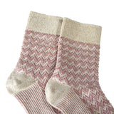 Les Chevrons - chaussettes femme - coton rose