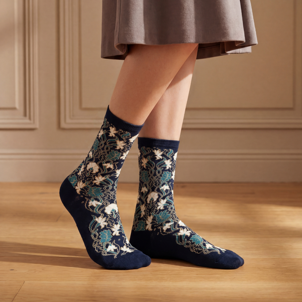 The Carnations – Women’s Socks – Blue Cotton